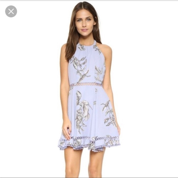 Tularosa Lilac Blue Floral Backless Halter Top Cocktail Party Mini Dress Medium - Picture 1 of 15
